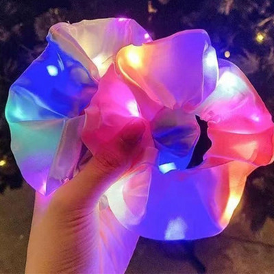 LED Gaismas matu lentes Scrunchies Sieviešu, Meiteņu Galvassegas