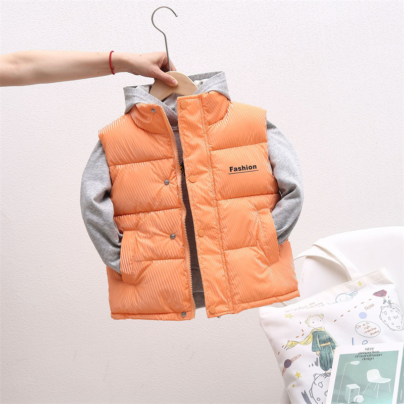 Ριγέ γιλέκο για παιδικό γιλέκο με φερμουάρ Τσέπη για αγόρια και μπουφάν για κορίτσια 2024 Χειμώνας ζεστό πανωφόρι γιλέκο για παιδιά αγόρια παιδικό γιλέκο