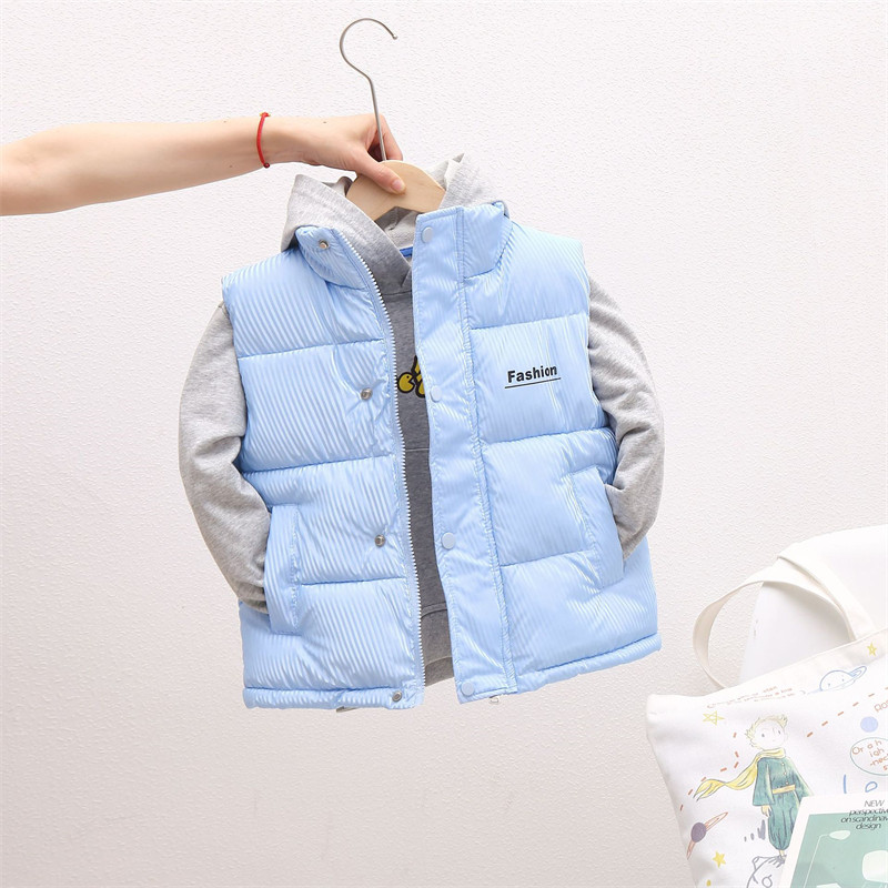 Ριγέ γιλέκο για παιδικό γιλέκο με φερμουάρ Τσέπη για αγόρια και μπουφάν για κορίτσια 2024 Χειμώνας ζεστό πανωφόρι γιλέκο για παιδιά αγόρια παιδικό γιλέκο