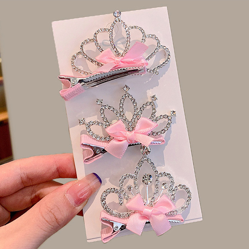 Új 3D-s Koronás Hajtű Gyerek Fejfedők Kislány Princess Hajtű Hajcsat Kiegészítők Kislányok Strasszkő fejdísz Ajándék
