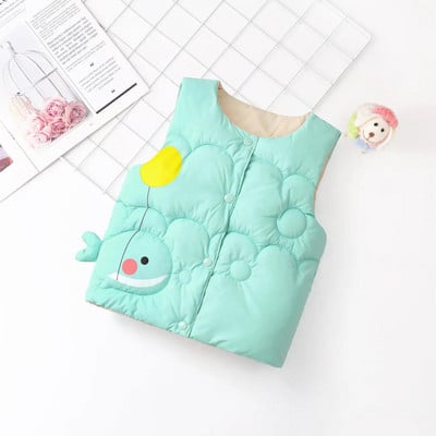 Őszi téli meleg mellény 2-6 éves gyerekeknek kislányoknak aranyos rajzfilm mellény Pamut párnázott felsőruházat gyerek fiú dzsekik