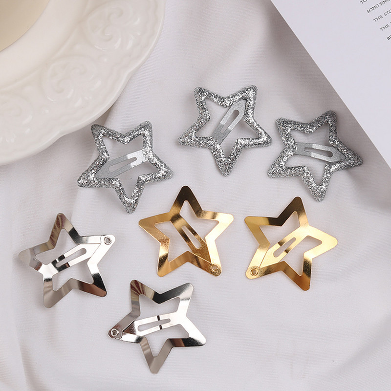 10 τεμάχια/Παρτίδα Νέο χαριτωμένο χρυσό, επιχρυσωμένο, επιμεταλλωμένο αστέρι, κλιπ μαλλιών από κράμα Barrettes, Small star φουρκέτα με κλιπ για κορίτσια, γυναικεία αξεσουάρ