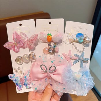 3 τμχ Παγιέτα Fish Tail Starfish Mermaid Princess Hair Clip Creative Shell Bow Bangs φουρκέτα Παιδικά αξεσουάρ μαλλιών για κορίτσια