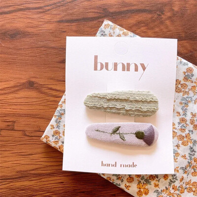 Нови щипки за коса за бебета и момичета Детска есенна бродерия, фиби с цветя, овална плетена тъкан, покрита с корейски деца, прекрасни вълнени шапки