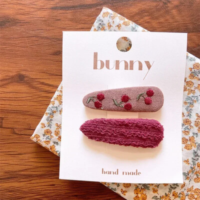 Нови щипки за коса за бебета и момичета Детска есенна бродерия, фиби с цветя, овална плетена тъкан, покрита с корейски деца, прекрасни вълнени шапки