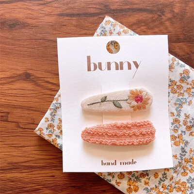 Нови щипки за коса за бебета и момичета Детска есенна бродерия, фиби с цветя, овална плетена тъкан, покрита с корейски деца, прекрасни вълнени шапки