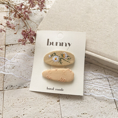 Нови щипки за коса за бебета и момичета Детска есенна бродерия, фиби с цветя, овална плетена тъкан, покрита с корейски деца, прекрасни вълнени шапки