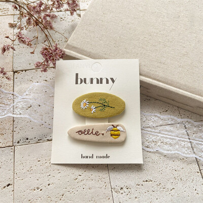 Нови щипки за коса за бебета и момичета Детска есенна бродерия, фиби с цветя, овална плетена тъкан, покрита с корейски деца, прекрасни вълнени шапки