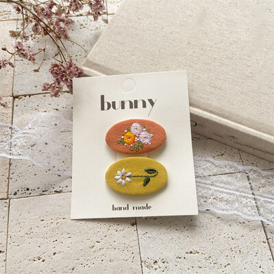 Нови щипки за коса за бебета и момичета Детска есенна бродерия, фиби с цветя, овална плетена тъкан, покрита с корейски деца, прекрасни вълнени шапки