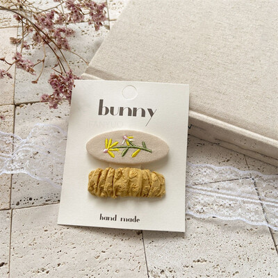 Нови щипки за коса за бебета и момичета Детска есенна бродерия, фиби с цветя, овална плетена тъкан, покрита с корейски деца, прекрасни вълнени шапки