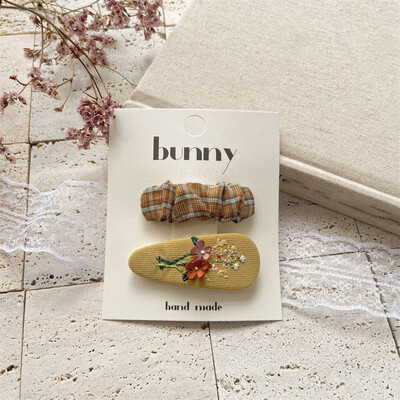 Нови щипки за коса за бебета и момичета Детска есенна бродерия, фиби с цветя, овална плетена тъкан, покрита с корейски деца, прекрасни вълнени шапки