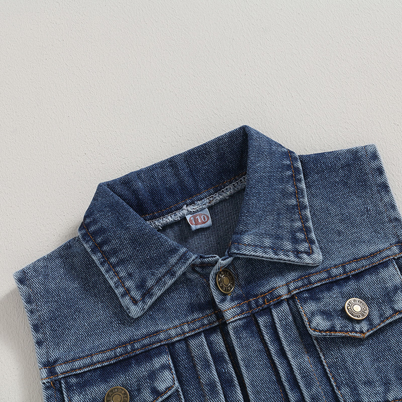 2-7 godina Dječji prsluk Jakna s otvorenim ovratnikom Traper prsluk s dugmadima Ležerni traper prsluci bez rukava za djevojčice i dječake