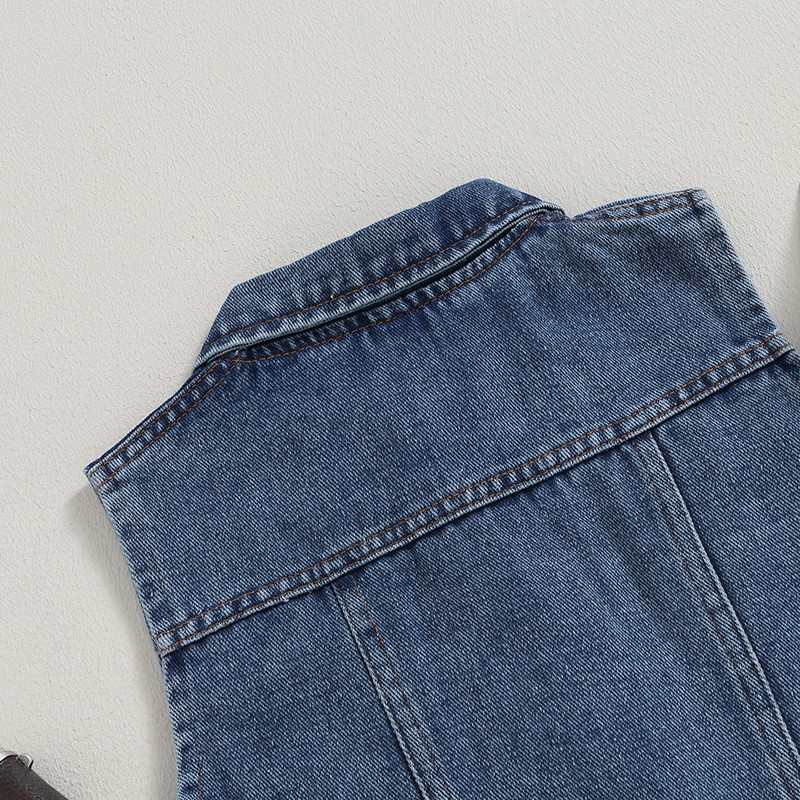 2-7 godina Dječji prsluk Jakna s otvorenim ovratnikom Traper prsluk s dugmadima Ležerni traper prsluci bez rukava za djevojčice i dječake