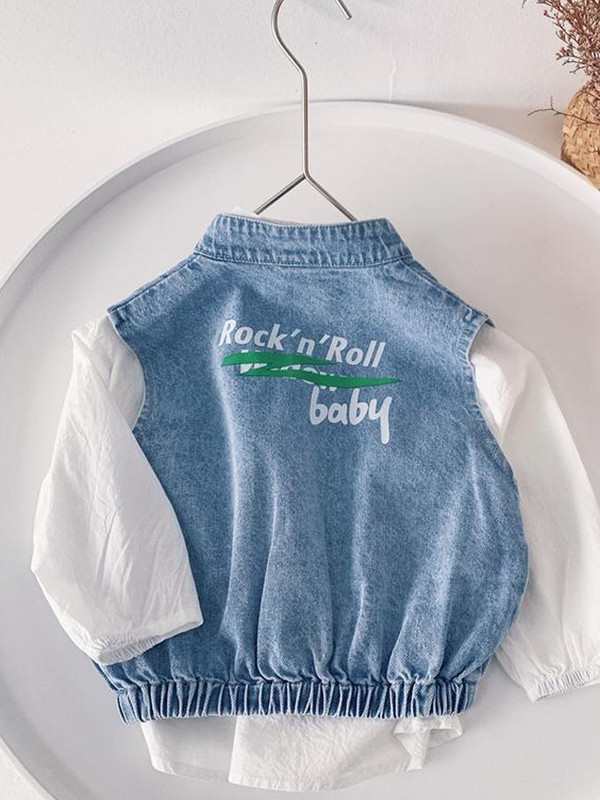 Gyermek, 2023 tavaszi új fiúk hétköznapi farmermellény gyermekmellény felsőruházati kabát lányoknak, szélvédő