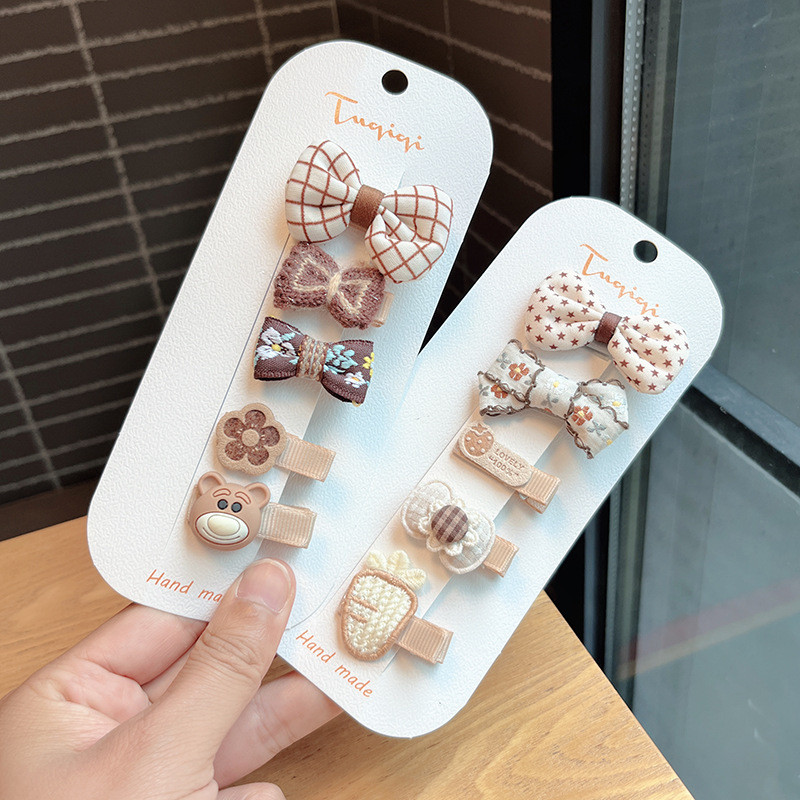 5kom/set Ukosnice za djevojčice s mašnama Slatki cvjetni točkasti medvjed Dječje kopče za kosu Dječje ukosnice Dodaci za kosu za bebe