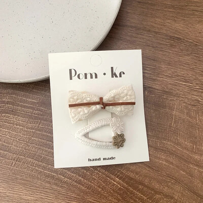 2бр. Дантелени щипки за коса с цветя Принцеса Щипки за коса с лък за момиченце Бели корейски щипки за коса за новородени Аксесоари за коса Детски щипки за коса