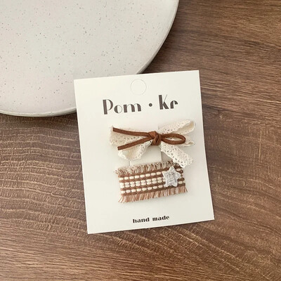 2бр. Дантелени щипки за коса с цветя Принцеса Щипки за коса с лък за момиченце Бели корейски щипки за коса за новородени Аксесоари за коса Детски щипки за коса