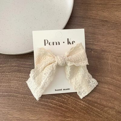 2бр. Дантелени щипки за коса с цветя Принцеса Щипки за коса с лък за момиченце Бели корейски щипки за коса за новородени Аксесоари за коса Детски щипки за коса