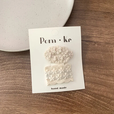 2бр. Дантелени щипки за коса с цветя Принцеса Щипки за коса с лък за момиченце Бели корейски щипки за коса за новородени Аксесоари за коса Детски щипки за коса