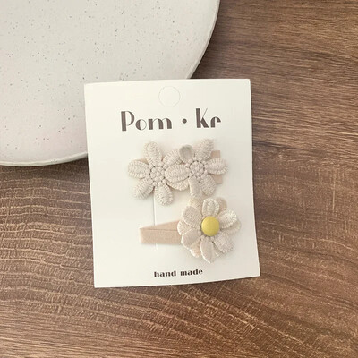 2бр. Дантелени щипки за коса с цветя Принцеса Щипки за коса с лък за момиченце Бели корейски щипки за коса за новородени Аксесоари за коса Детски щипки за коса