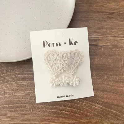 2бр. Дантелени щипки за коса с цветя Принцеса Щипки за коса с лък за момиченце Бели корейски щипки за коса за новородени Аксесоари за коса Детски щипки за коса