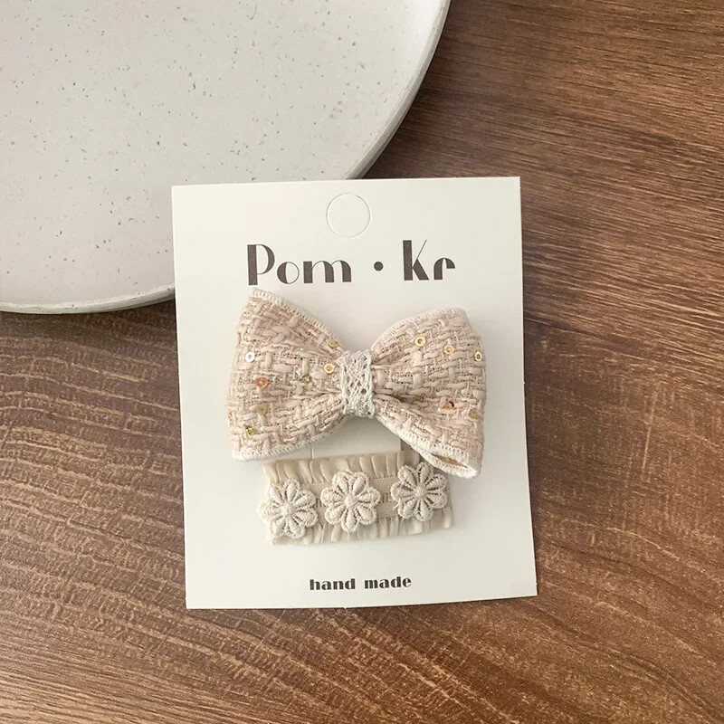 2бр. Дантелени щипки за коса с цветя Принцеса Щипки за коса с лък за момиченце Бели корейски щипки за коса за новородени Аксесоари за коса Детски щипки за коса