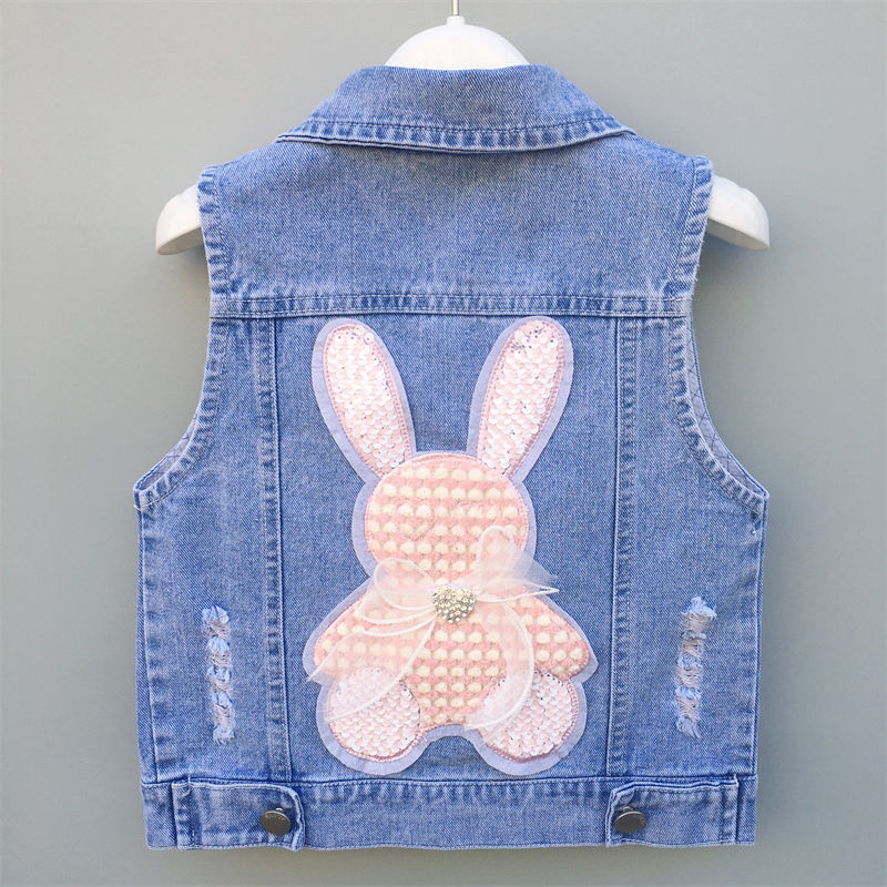 Gyerekruhák Fiúk Lányok Cowboy Tavaszi Őszi Mellény Fiúk Mellény Gyerekek Alkalmi Jean kabát Lány Felsők Babakabát Kék 3-12 év