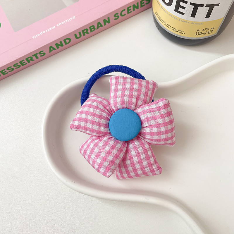 Παιδικά καρό λουλούδι σχοινί μαλλιών Ηλίανθος ελαστικές κορδέλες για τα μαλλιά Γλυκά κορίτσια ψηλή αλογοουρά Πριγκίπισσα κεφαλή Παιδικά αξεσουάρ μαλλιών