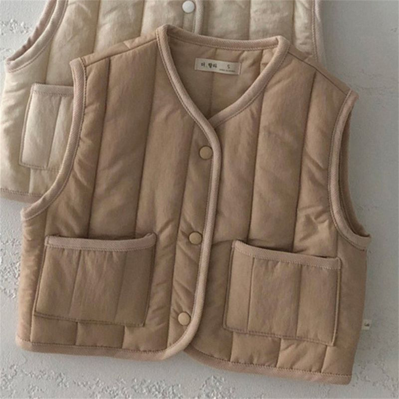 2023 Őszi Téli Gyermek fiúk Lányok Meleg Mellény Tömör pamut Mellények Gyerekeknek Gyermek Felsőruházat AA6407