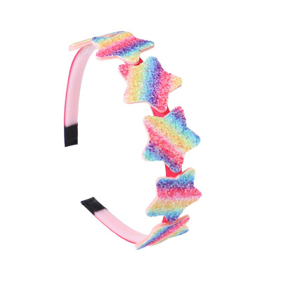 1 τμχ Νέες κορδέλες κεφαλής για κορίτσια Rainbow Sparkly κρίκους για τα μαλλιά Hairband πούλιες πολύχρωμες κορδέλες για τα μαλλιά με αστέρια αξεσουάρ για μωρά Δώρο