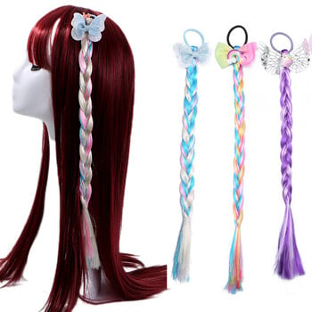 Princess Colorful Braid Cartoon Headband Hairpiece Cosplay πλεγμένες περούκες για φόρεμα σετ κοριτσιών γάμου για πάρτι γενεθλίων