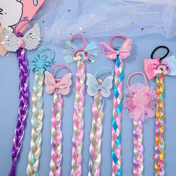 Princess Colorful Braid Cartoon Headband Hairpiece Cosplay πλεγμένες περούκες για φόρεμα σετ κοριτσιών γάμου για πάρτι γενεθλίων