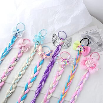 Princess Colorful Braid Cartoon Headband Hairpiece Cosplay πλεγμένες περούκες για φόρεμα σετ κοριτσιών γάμου για πάρτι γενεθλίων