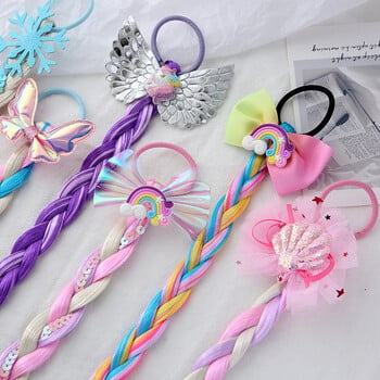 Princess Colorful Braid Cartoon Headband Hairpiece Cosplay πλεγμένες περούκες για φόρεμα σετ κοριτσιών γάμου για πάρτι γενεθλίων