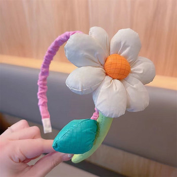 Корейски 3D цветя Шапка Слънчогледи Сладки ленти за коса за момичета Пролет Лято Облекло за коса Подаръци за рожден ден на момиченце Ленти за глава Консумативи