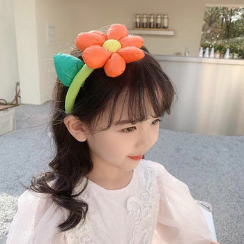 Корейски 3D цветя Шапка Слънчогледи Сладки ленти за коса за момичета Пролет Лято Облекло за коса Подаръци за рожден ден на момиченце Ленти за глава Консумативи