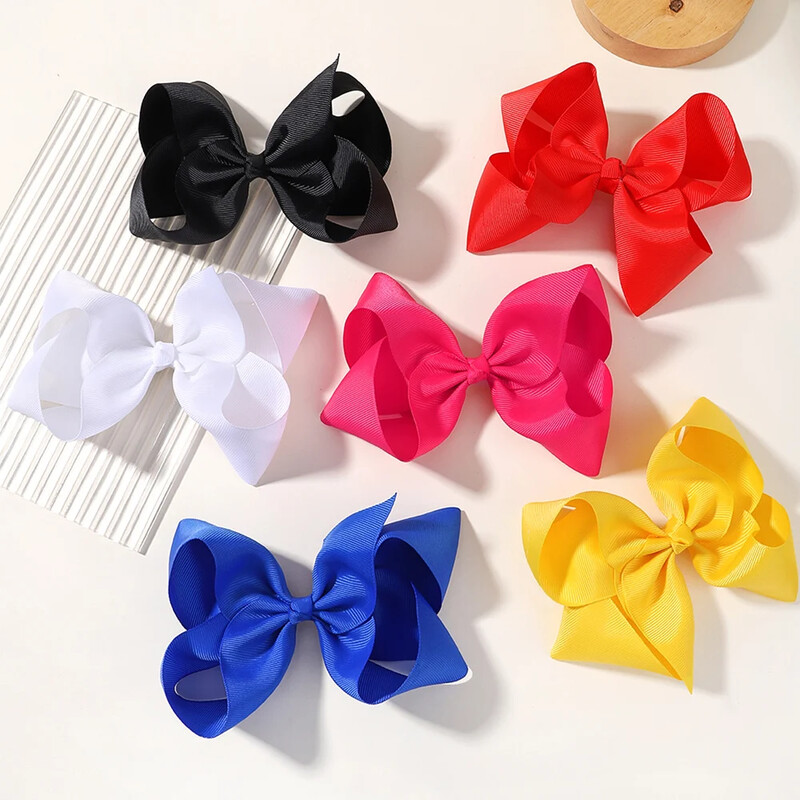 1PC Grosgrain лента, едноцветни панделки за коса, щипка, щипки за коса за момичета, фиби, шноли, детски бебешки аксесоари за коса на едро