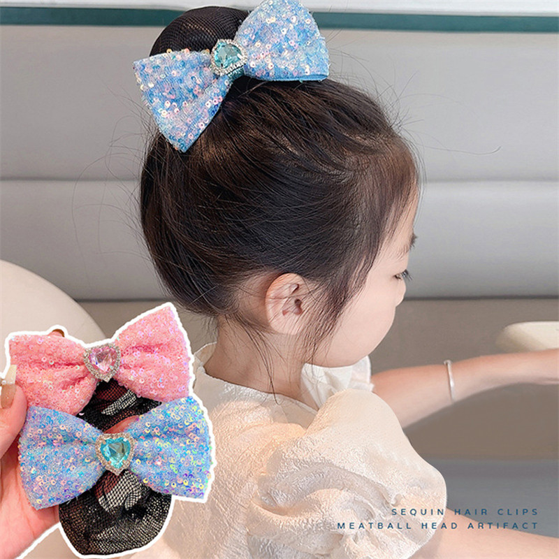 Gyerek hercegnő háló Aranyos Bowknot hajfogantyúk Bowknot hajháló Rajzfilm Rózsaszín édes oldalsó klip Divat Hajtű Gyerek Hajkiegészítők