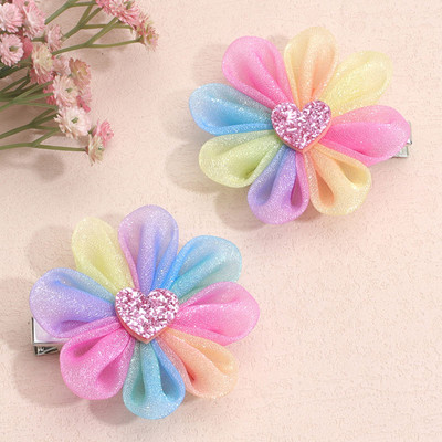 2 DB Új Gyerek Haj Virág Clipek Hálós Chiffon Boutique Hajtűk Divat Hajkiegészítők Baba Hajcsat Lányok Ruházat Fejfedők