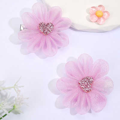 2 DB Új Gyerek Haj Virág Clipek Hálós Chiffon Boutique Hajtűk Divat Hajkiegészítők Baba Hajcsat Lányok Ruházat Fejfedők