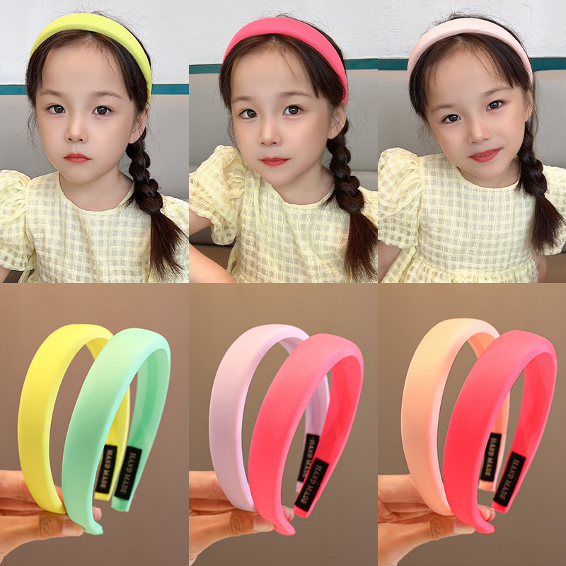 2023 New Children Lovely Headband Kids Γλυκά αξεσουάρ για τα μαλλιά Βρεφικά κορίτσια Χαριτωμένο σφουγγάρι καραμέλα με ευρεία άκρη φθορίζον μασίφ στεφάνι μαλλιών