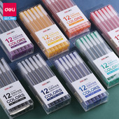 Deli 12Pcs/Set Gel στυλό Σχολικά στυλό Σετ στυλό 0,5mm Έγχρωμο μελάνι Γραφική ύλη Student Supplies Εργαλεία ζωγραφικής γραφής στυλό με βάση το νερό