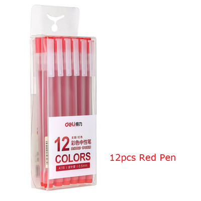 Deli 12Pcs/Set Gel στυλό Σχολικά στυλό Σετ στυλό 0,5mm Έγχρωμο μελάνι Γραφική ύλη Student Supplies Εργαλεία ζωγραφικής γραφής στυλό με βάση το νερό