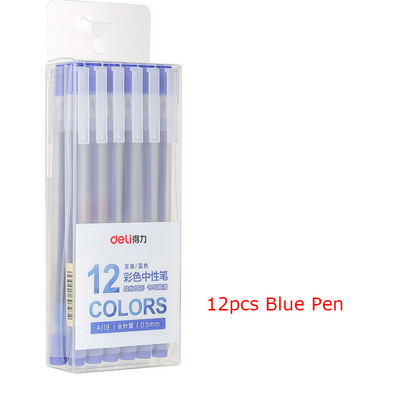 Deli 12Pcs/Set Gel στυλό Σχολικά στυλό Σετ στυλό 0,5mm Έγχρωμο μελάνι Γραφική ύλη Student Supplies Εργαλεία ζωγραφικής γραφής στυλό με βάση το νερό