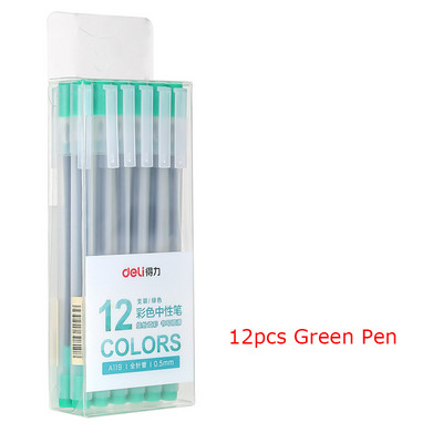 Deli 12Pcs/Set Gel στυλό Σχολικά στυλό Σετ στυλό 0,5mm Έγχρωμο μελάνι Γραφική ύλη Student Supplies Εργαλεία ζωγραφικής γραφής στυλό με βάση το νερό