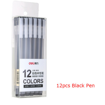 Deli 12Pcs/Set Gel στυλό Σχολικά στυλό Σετ στυλό 0,5mm Έγχρωμο μελάνι Γραφική ύλη Student Supplies Εργαλεία ζωγραφικής γραφής στυλό με βάση το νερό