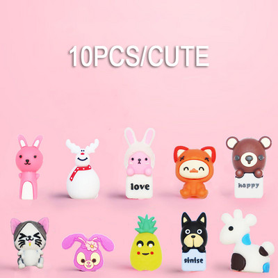 10 ΤΕΜ. Νέο Kawaii Cartoon Cap of a Pen Προστατευτική θήκη μολυβιού σιλικόνης Δημιουργική γραφική ύλη Βραβείο Σχολικών Προμηθειών