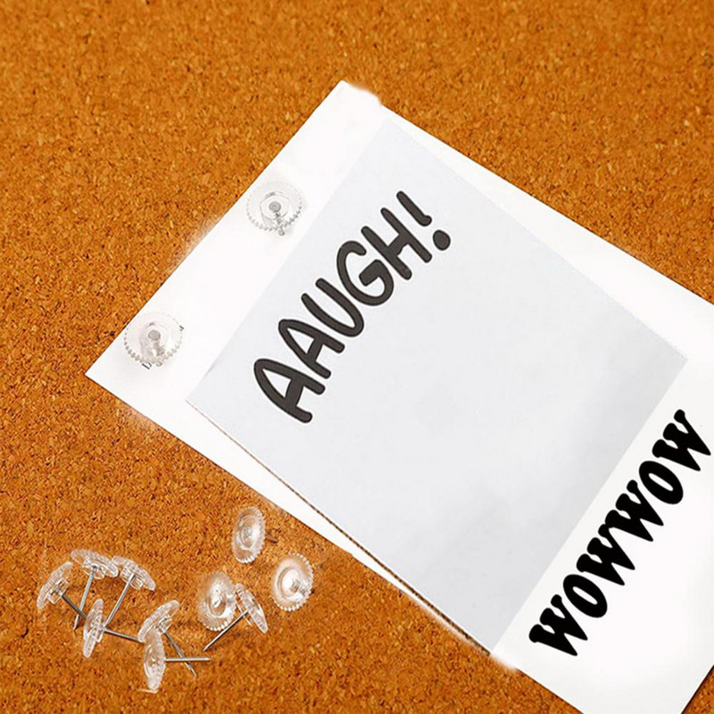 Прозрачни пластмасови щифтове за глава за училищни офис консумативи Професионални щифтове за документи Коркови дъски Окачване на стена