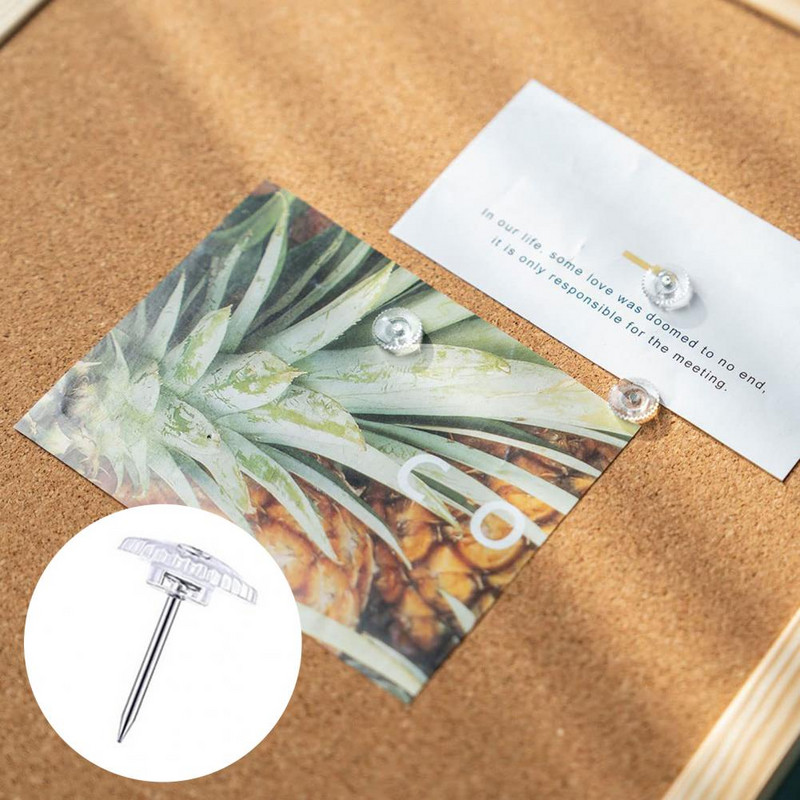 Прозрачни пластмасови щифтове за глава за училищни офис консумативи Професионални щифтове за документи Коркови дъски Окачване на стена