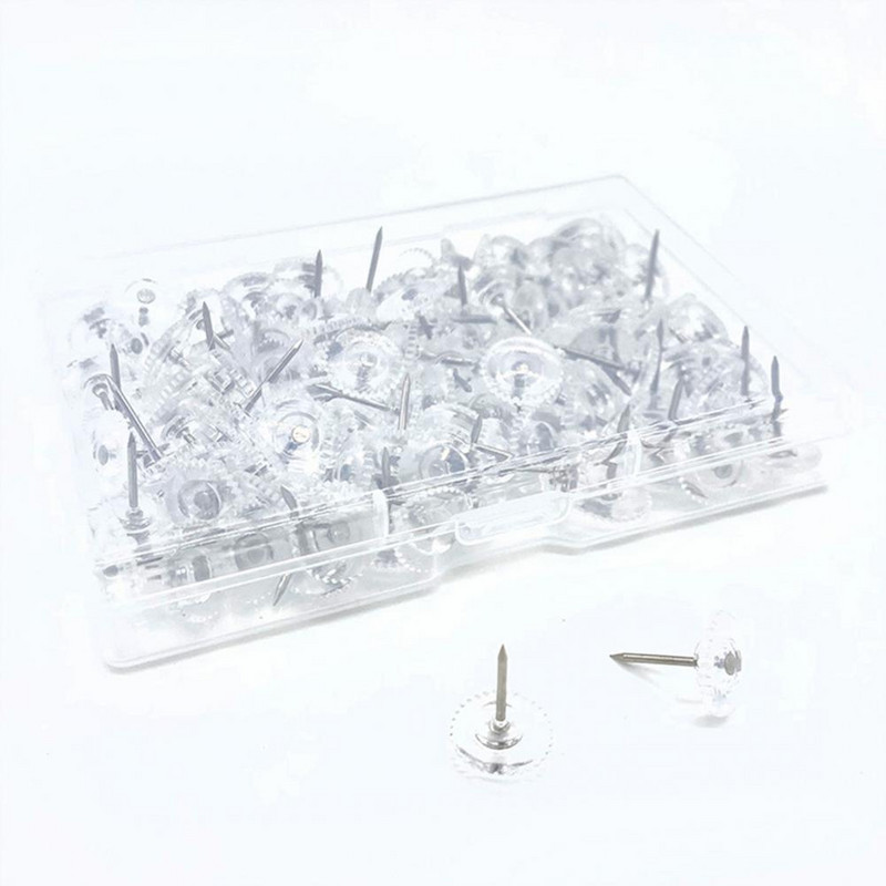 Прозрачни пластмасови щифтове за глава за училищни офис консумативи Професионални щифтове за документи Коркови дъски Окачване на стена